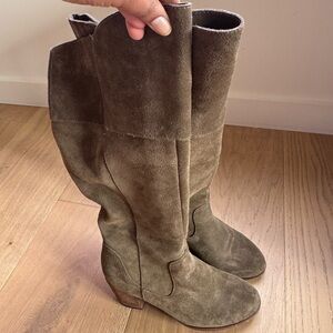 Suede Knee-High Boots